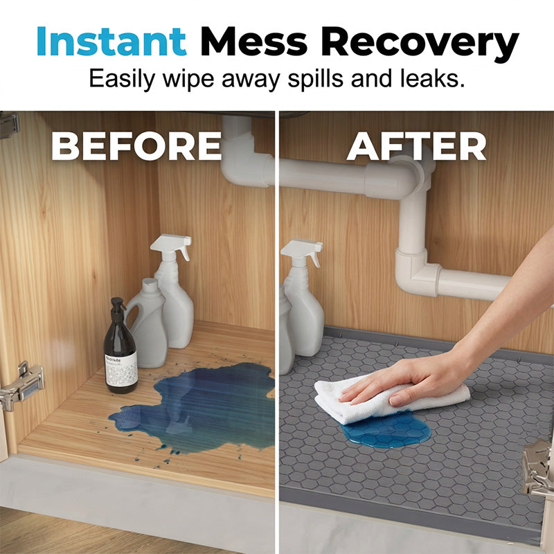 Under Sink Mat Silicone with Raised Edge Gray 5