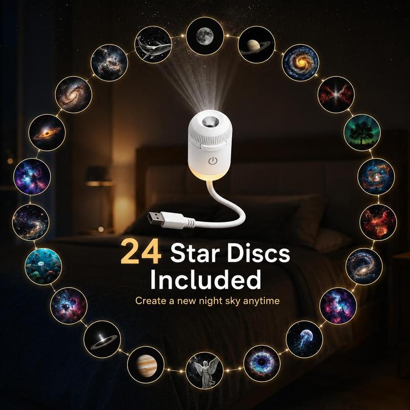 USB Star Projector Night Light with 24 Star Discs 3
