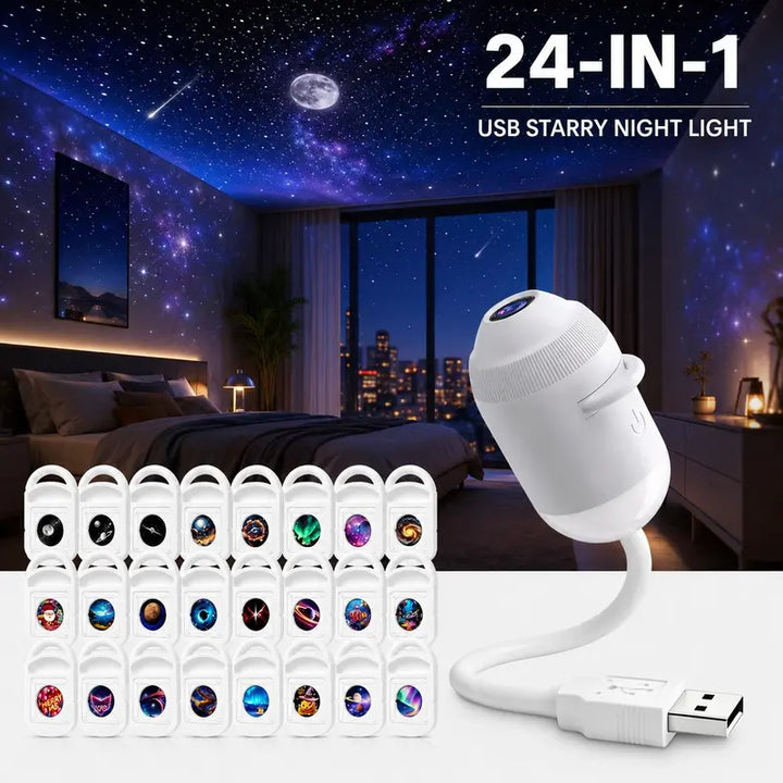 USB Star Projector Night Light with 24 Star Discs 6