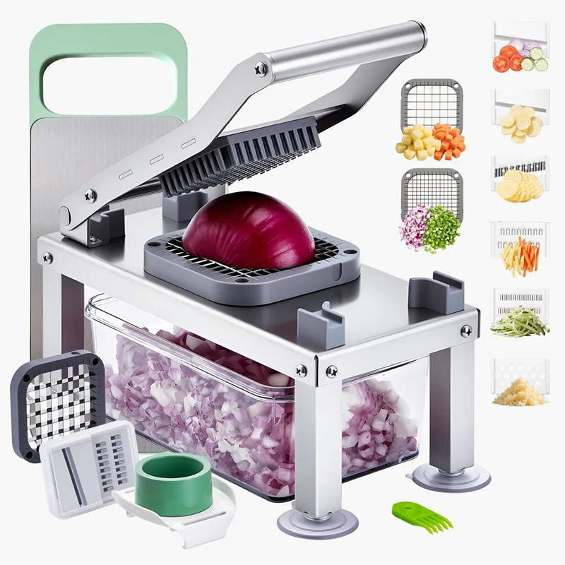 Vegetable Chopper with 55.8 oz Container Stainless Steel Set of 2 8 Blades 1