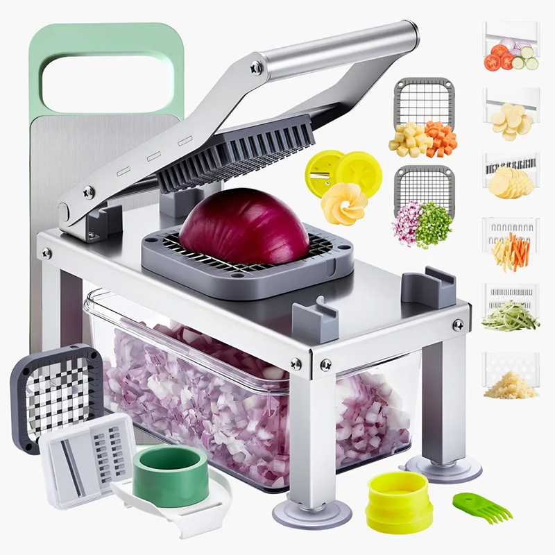 Vegetable Chopper with 55.8 oz Container Stainless Steel Set of 2 9 Blades 1