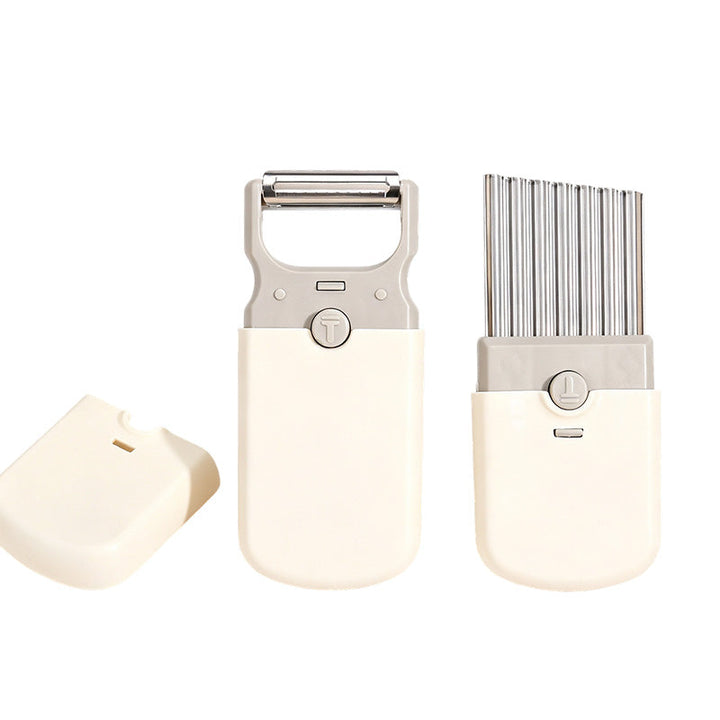 Vegetable Peeler and Crinkle Cutter Set 3 in 1 Cream White 3 Sets 1