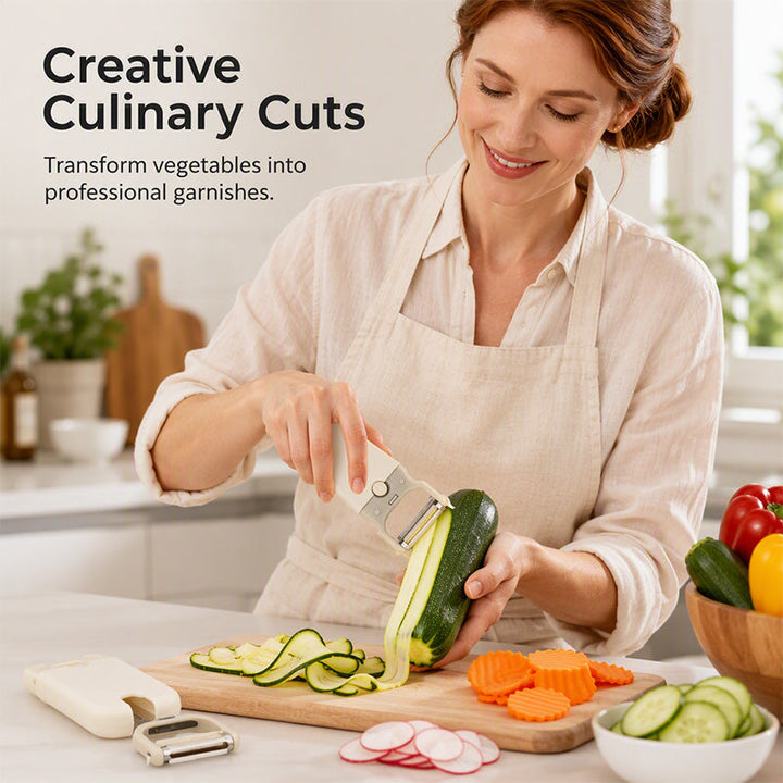 Vegetable Peeler and Crinkle Cutter Set 3 in 1 Cream White 3