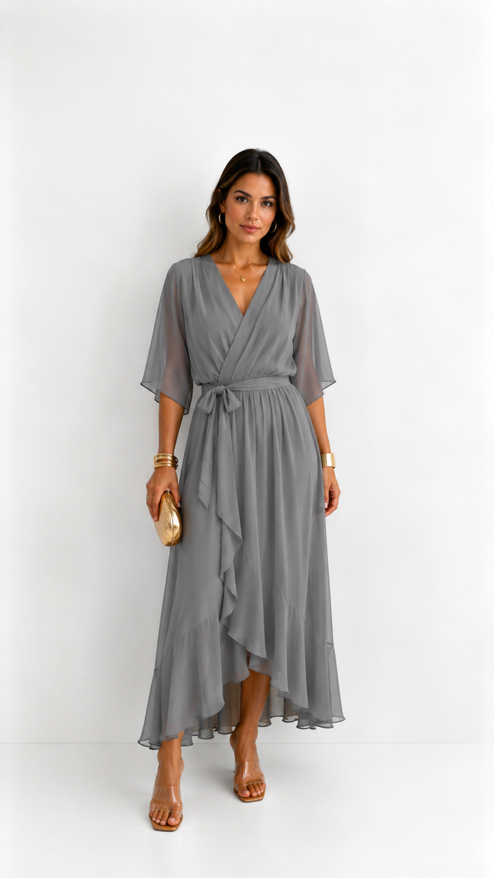 LOTTIE | TUMMY COVERAGE WRAP MAXI DRESS