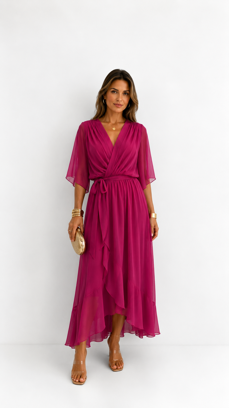 LOTTIE | TUMMY COVERAGE WRAP MAXI DRESS