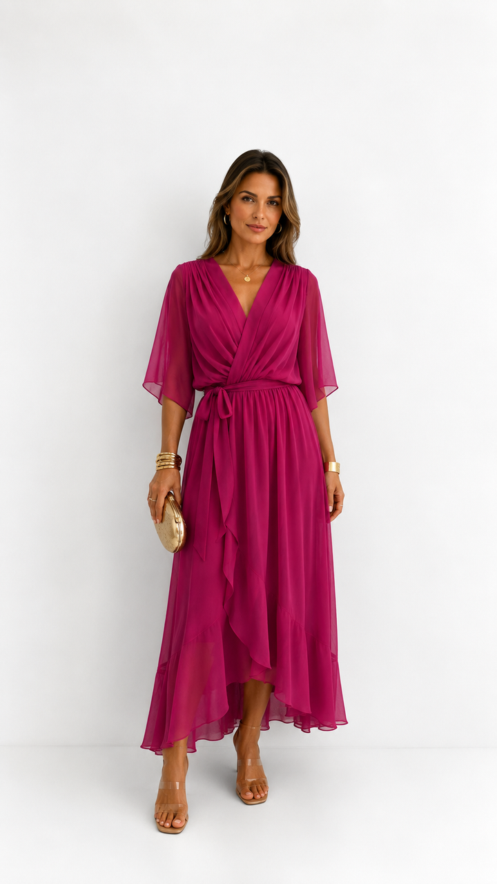LOTTIE | TUMMY COVERAGE WRAP MAXI DRESS