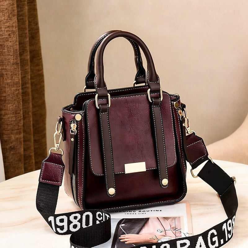 Vintage Crossbody Handbag PU 8.3 x 4.3 x 8.3 Inches Burgundy 1