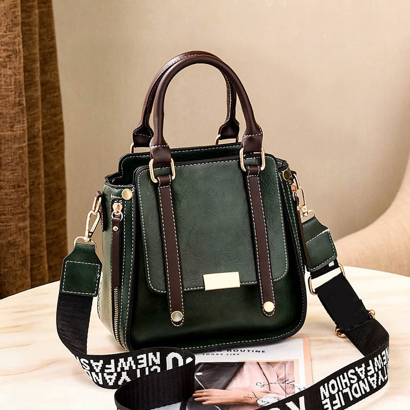 Vintage Crossbody Handbag PU 8.3 x 4.3 x 8.3 Inches Dark Green 1
