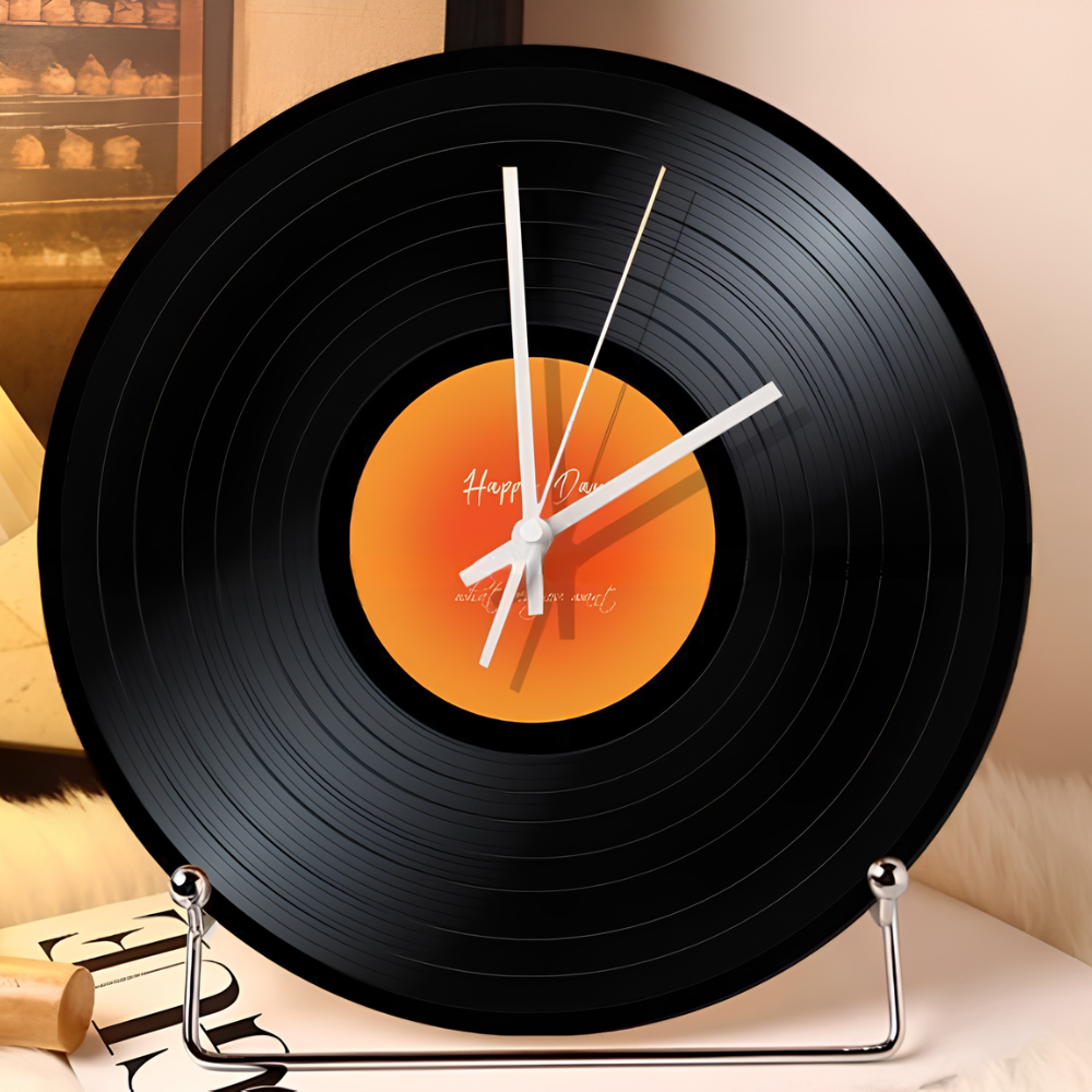 Vinyl Record Clock 11.8 in with Tabletop Stand 2