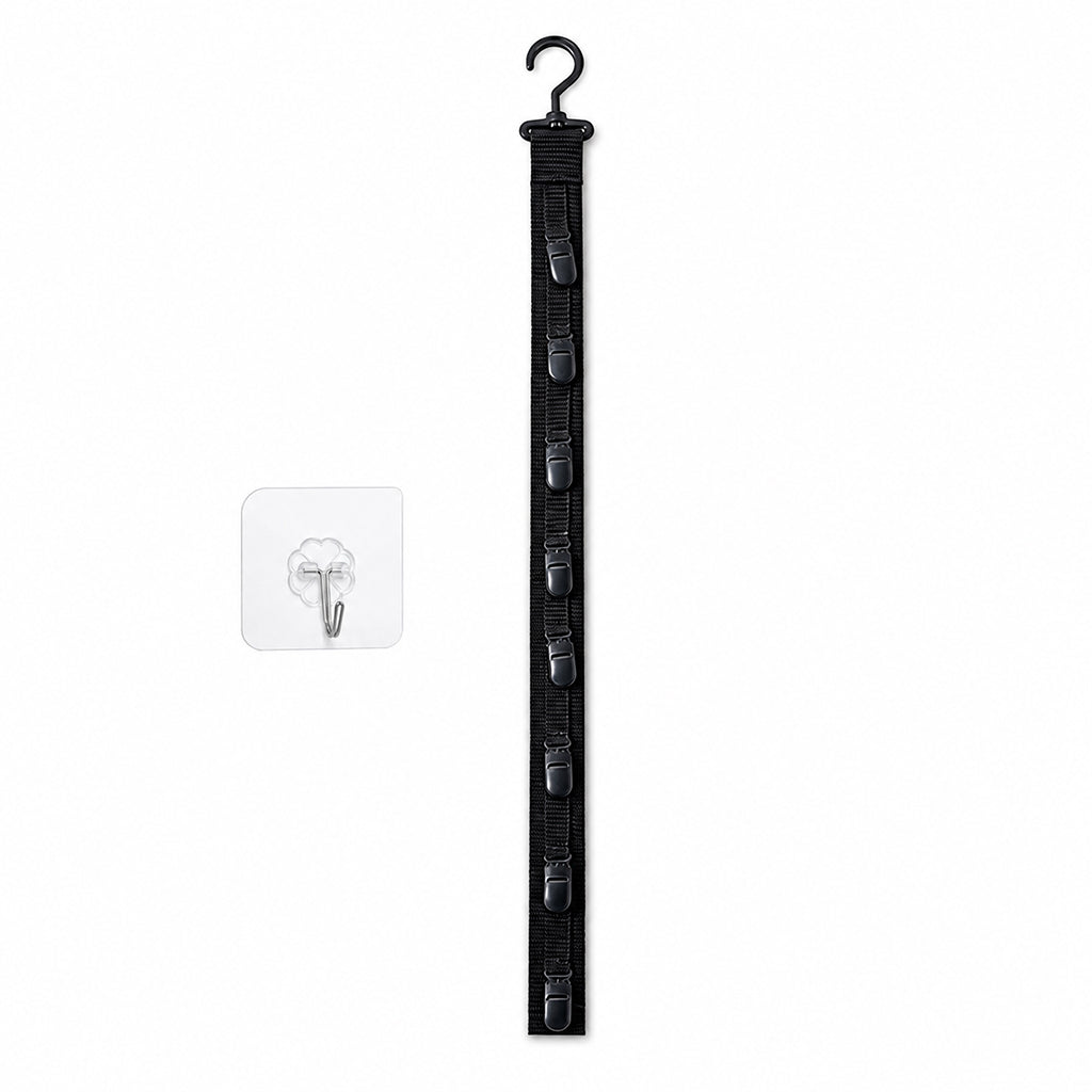 Wall Hanging Hat Organizer with 8 Clips Set of 3 Black 1