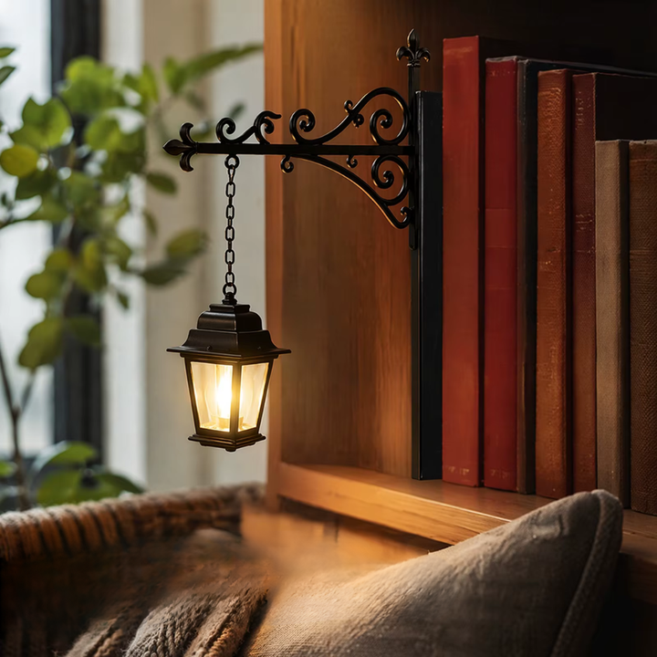 Wall Lantern Lamp Battery Operated with Iron Bracket 1
