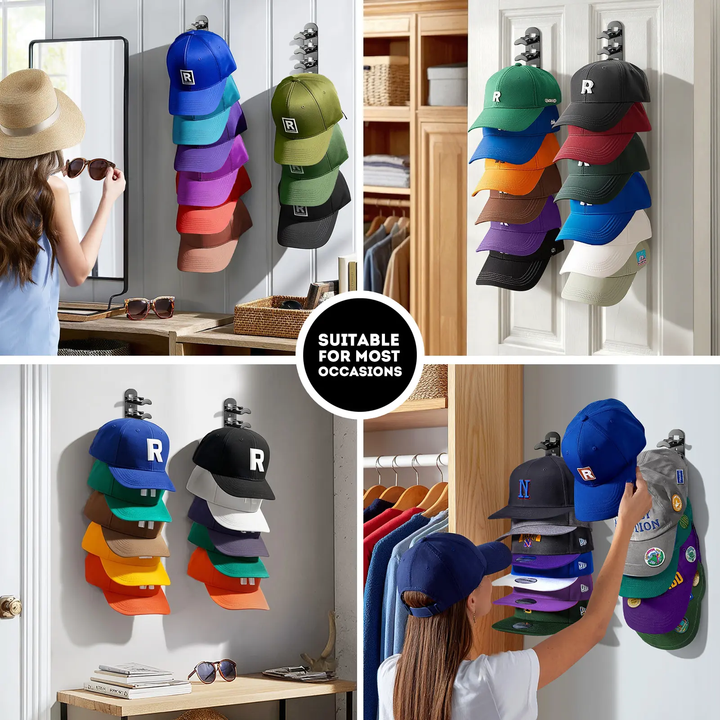 Wall Mounted Hat Rack for 10 Caps 15 Inch 3