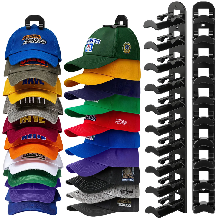 Wall Mounted Hat Rack for 10 Caps 15 Inch Black 1