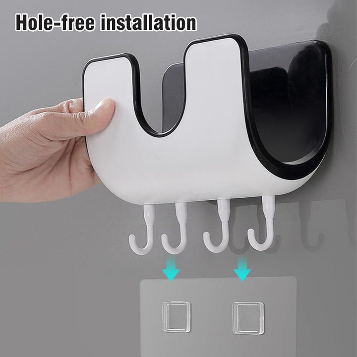 Wall Mounted Pot Lid Rack with 4 Hooks No Drill 6.4 x 8 Inch 4