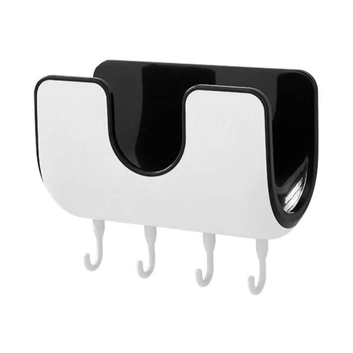 Wall Mounted Pot Lid Rack with 4 Hooks No Drill 6.4 x 8 Inch Black 1
