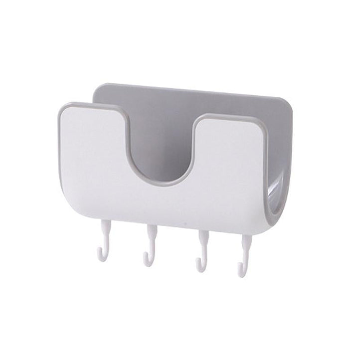 Wall Mounted Pot Lid Rack with 4 Hooks No Drill 6.4 x 8 Inch Gray 1