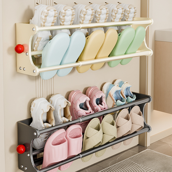 Wall Mounted Shoe Rack 2 Tier Extendable 15.7 to 29.7 Inch 7