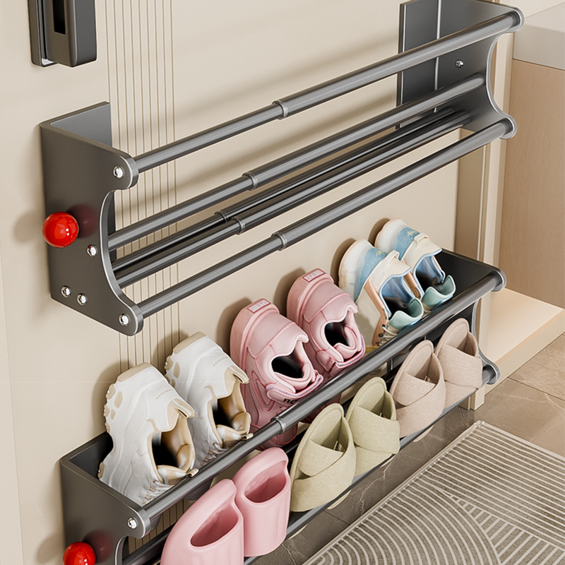 Wall Mounted Shoe Rack 2 Tier Extendable 15.7 to 29.7 Inch 8