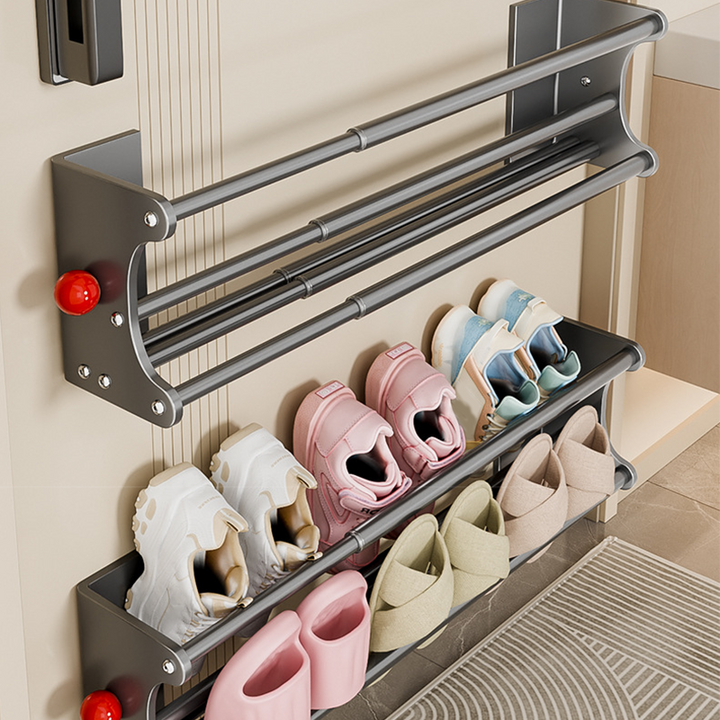 Wall Mounted Shoe Rack 2 Tier Extendable 15.7 to 29.7 Inch 8