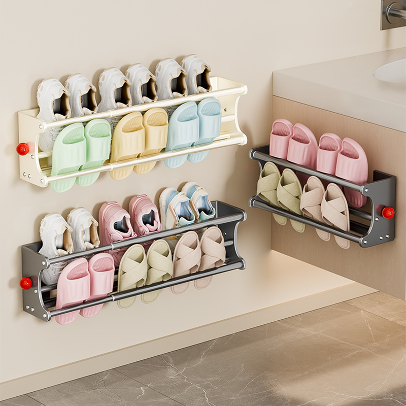 Wall Mounted Shoe Rack 2 Tier Extendable 15.7 to 29.7 Inch 9