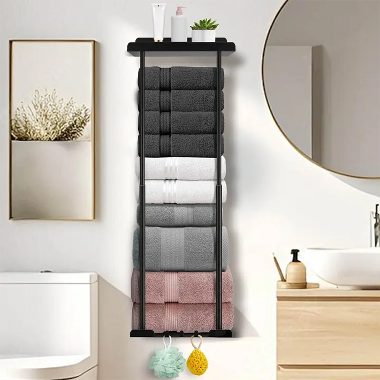 Wall Towel Rack with Shelf Adjustable Height 15 to 29.5 Inch 1