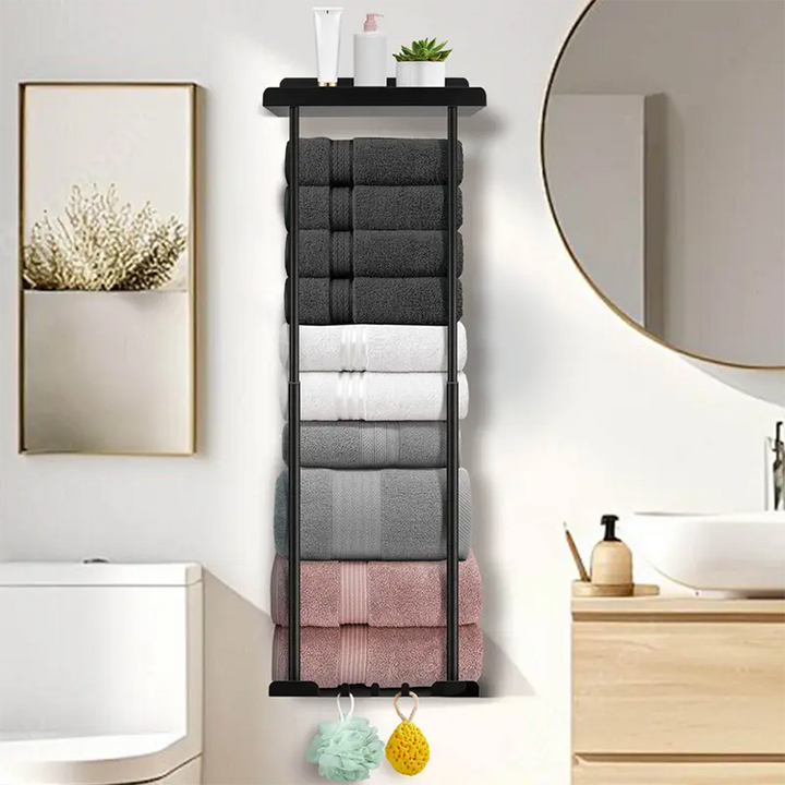 Wall Towel Rack with Shelf Adjustable Height 15 to 29.5 Inch 1