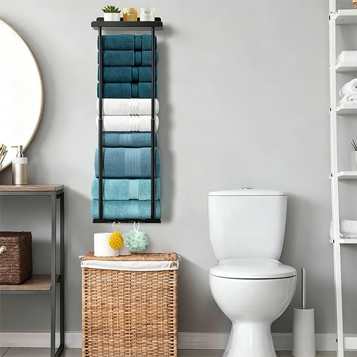 Wall Towel Rack with Shelf Adjustable Height 15 to 29.5 Inch 2