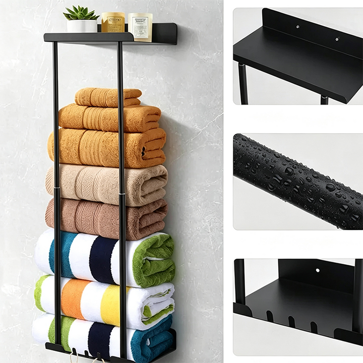 Wall Towel Rack with Shelf Adjustable Height 15 to 29.5 Inch 3