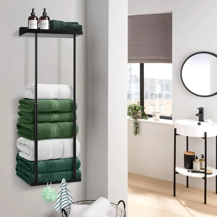 Wall Towel Rack with Shelf Adjustable Height 15 to 29.5 Inch 5