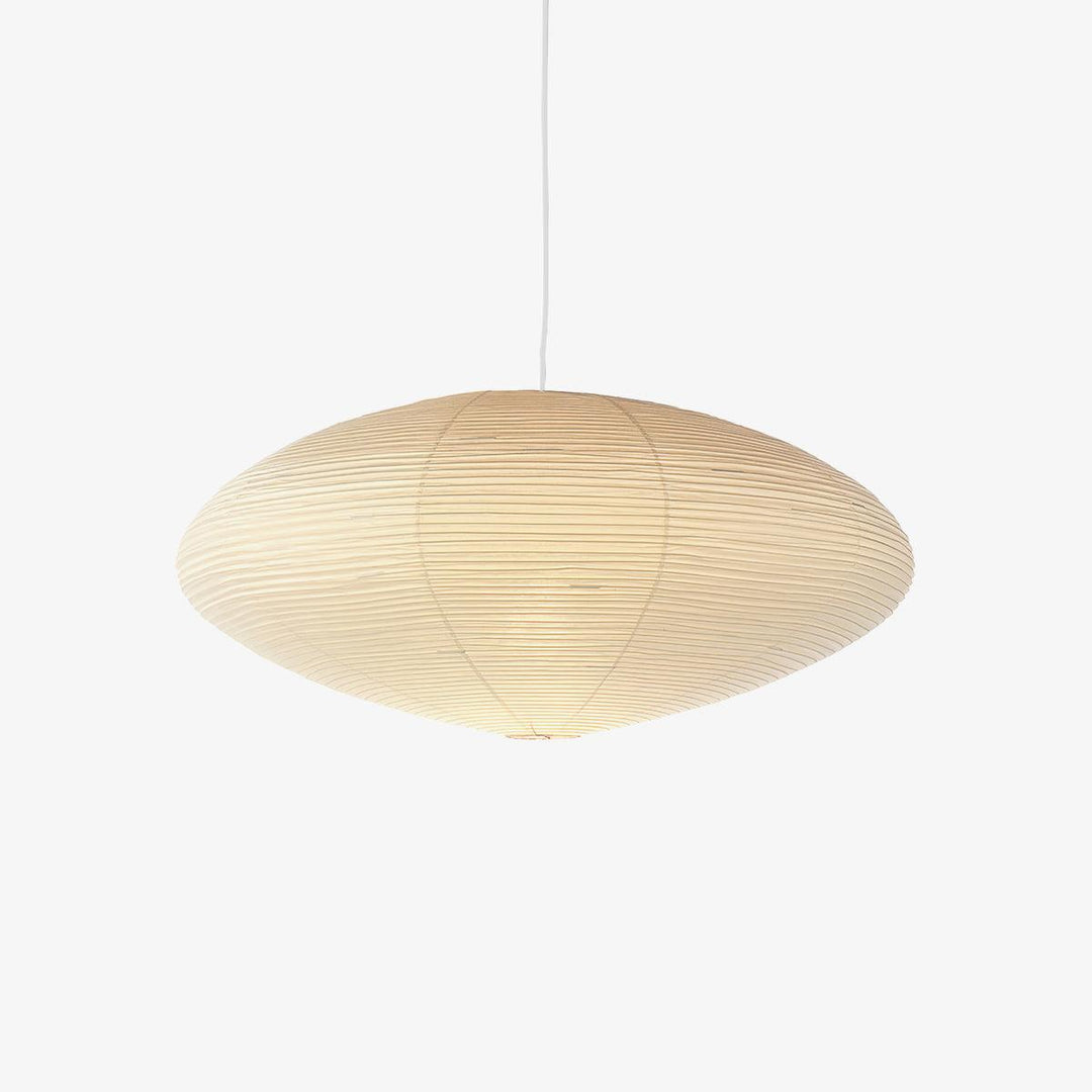 Washi Paper Pendant Light Wide Oval Shade White 17.7 in 1