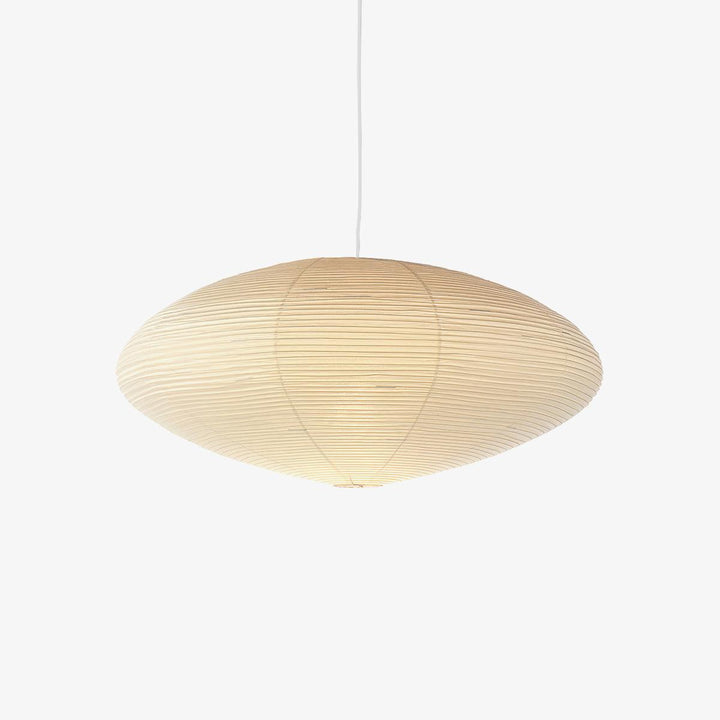 Washi Paper Pendant Light Wide Oval Shade White 17.7 in 1