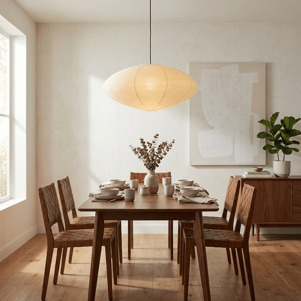 Washi Paper Pendant Light Wide Oval Shade White 17.7 in 3