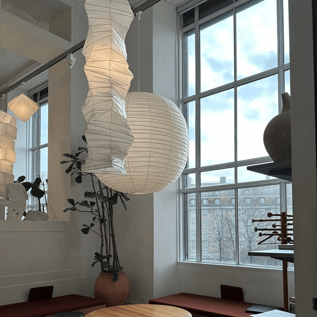 Washi Paper Swag Pendant Light Plug In Column Shade 15 in Set of 3 3