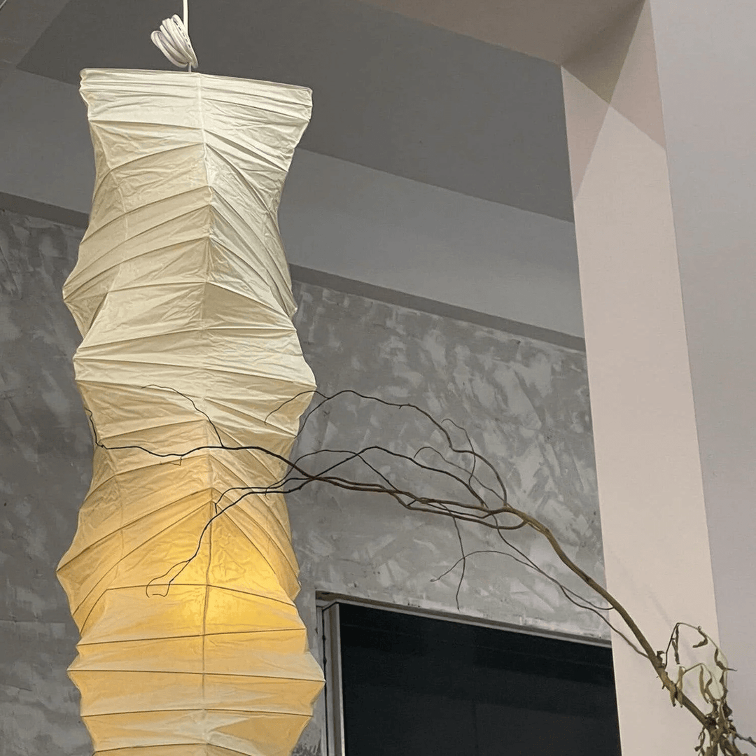 Washi Paper Swag Pendant Light Plug In Column Shade 15 in Set of 3 4