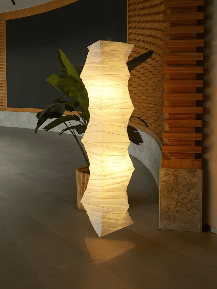 Washi Paper Swag Pendant Light Plug In Column Shade 15 in Set of 3 5