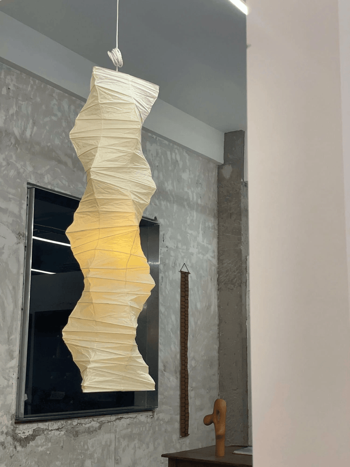 Washi Paper Swag Pendant Light Plug In Column Shade 15 in Set of 3 6