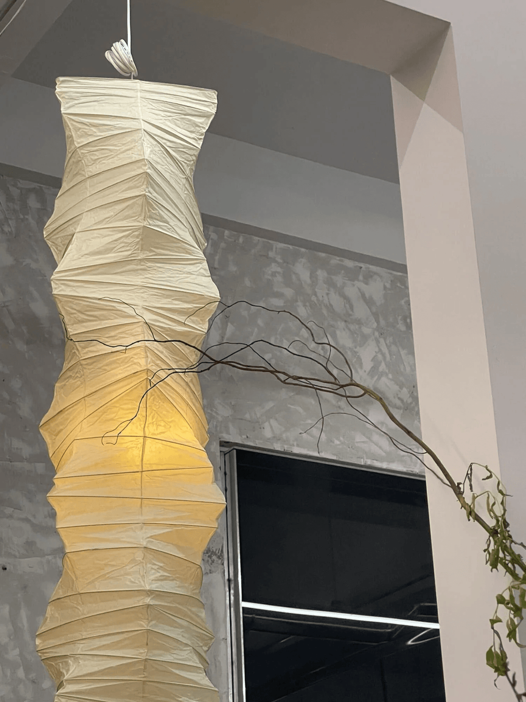 Washi Paper Swag Pendant Light Plug In Column Shade 15 in Set of 3 8