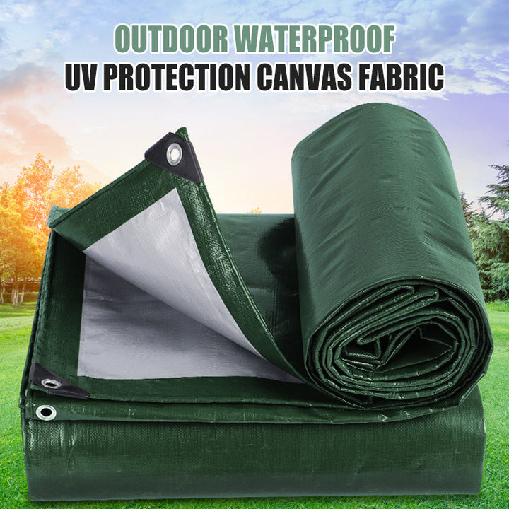Waterproof Tarp Green and Silver with Eyelets 2