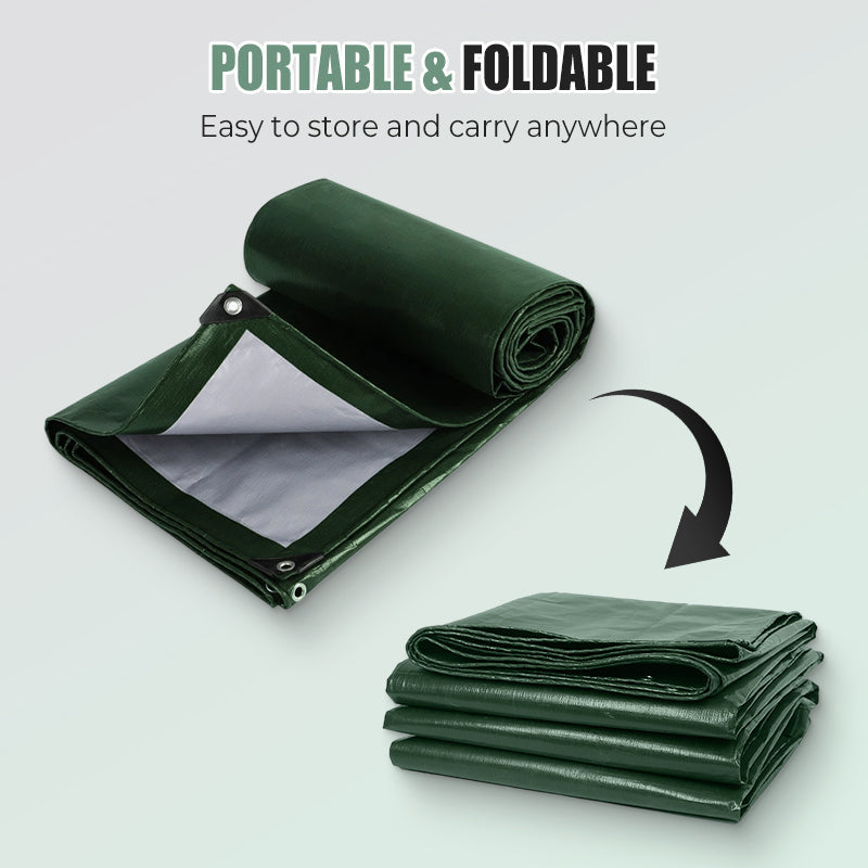 Waterproof Tarp Green and Silver with Eyelets 3
