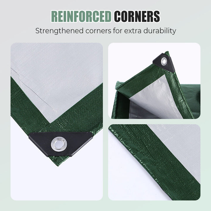 Waterproof Tarp Green and Silver with Eyelets 5
