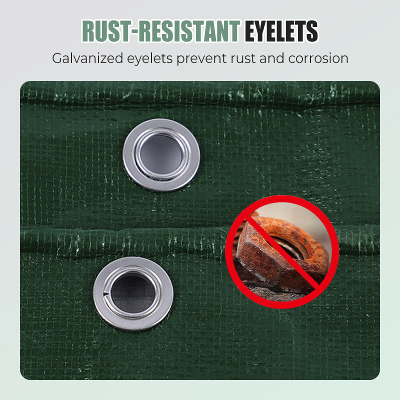 Waterproof Tarp Green and Silver with Eyelets 6