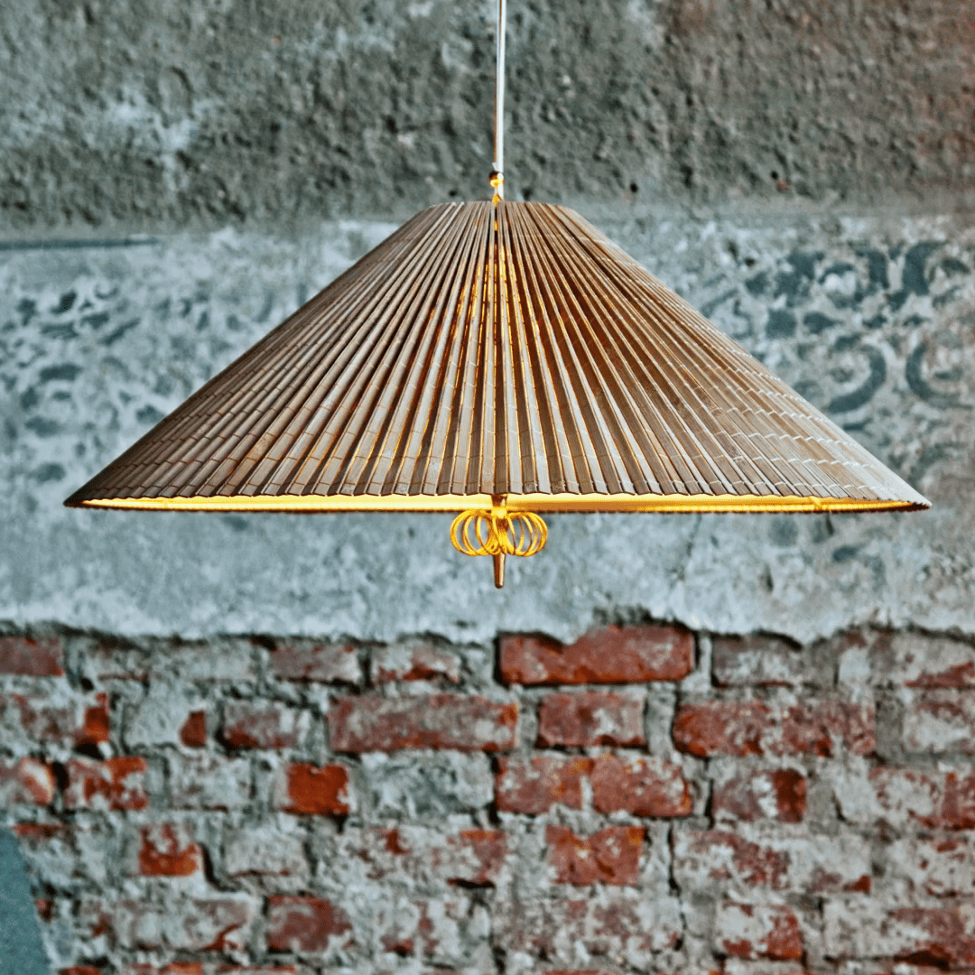 Wide Cone Pendant Light Gold Finial 24.8 in 4