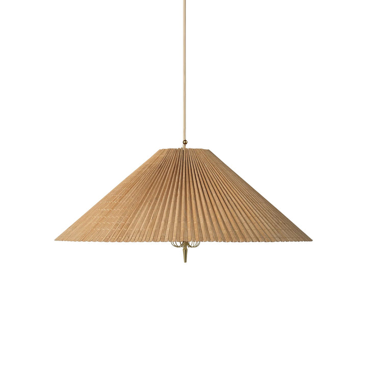 Wide Cone Pendant Light Gold Finial 24.8 in Gold & Natural Bamboo 1