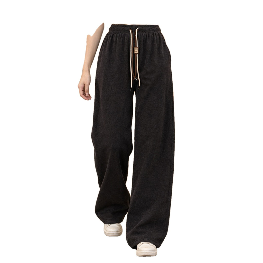 Wide Leg Elastic Waist Drawstring Pants on white