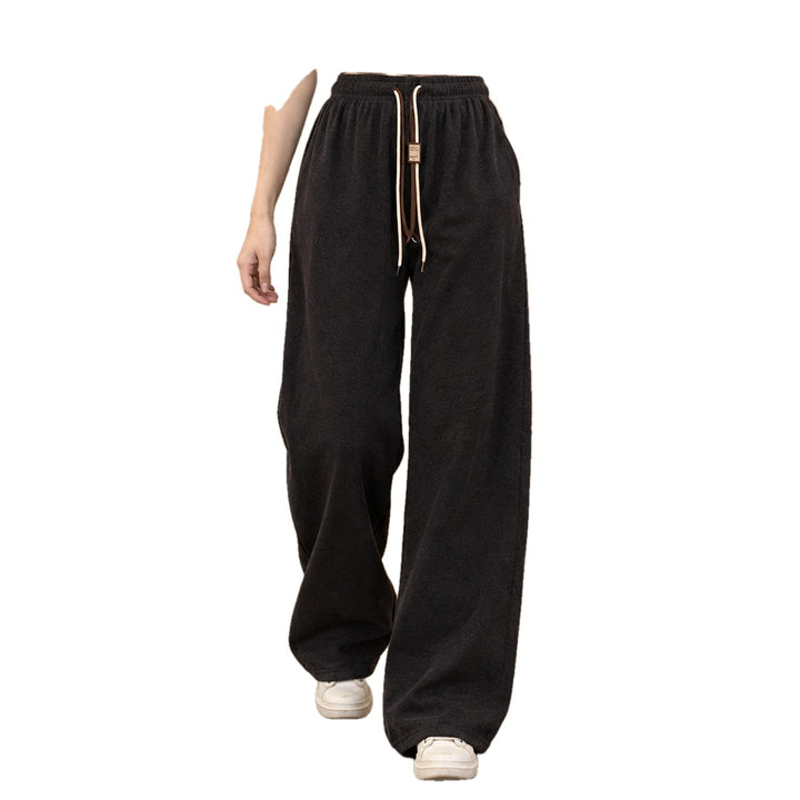 Wide Leg Elastic Waist Drawstring Pants on white