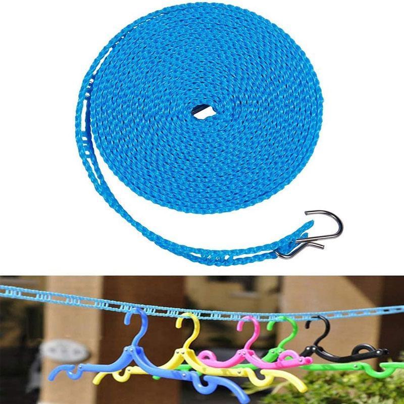Windproof Clothesline 32.8 Ft Nylon with Hooks 1