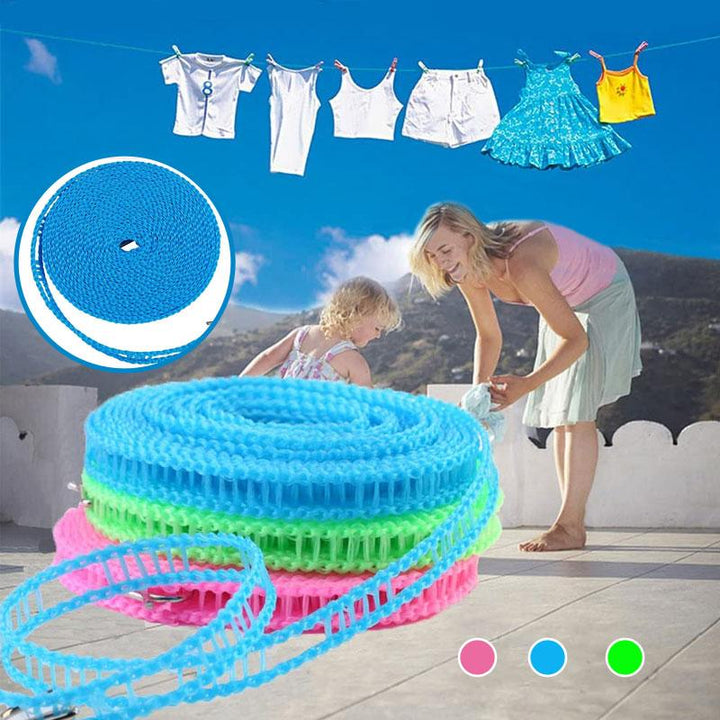 Windproof Clothesline 32.8 Ft Nylon with Hooks 2