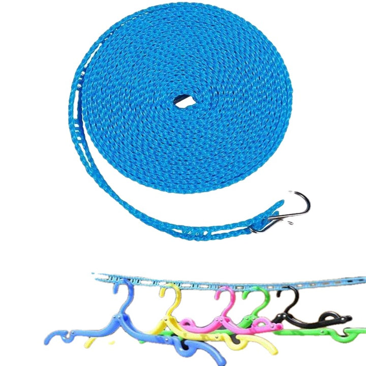 Windproof Clothesline 32.8 Ft Nylon with Hooks on white