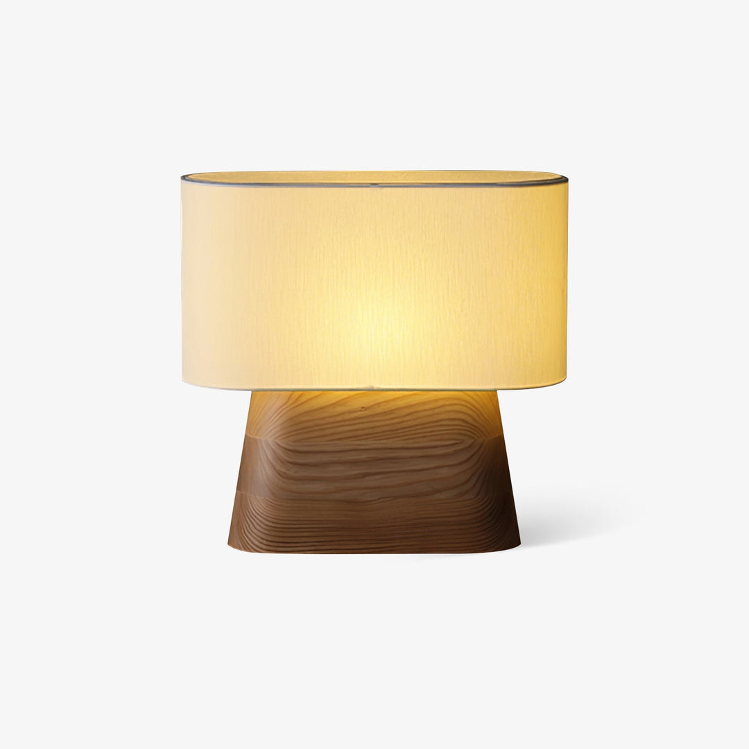 Wood Base Table Lamp Oval White Fabric Shade 14.2 in Set of 3 1