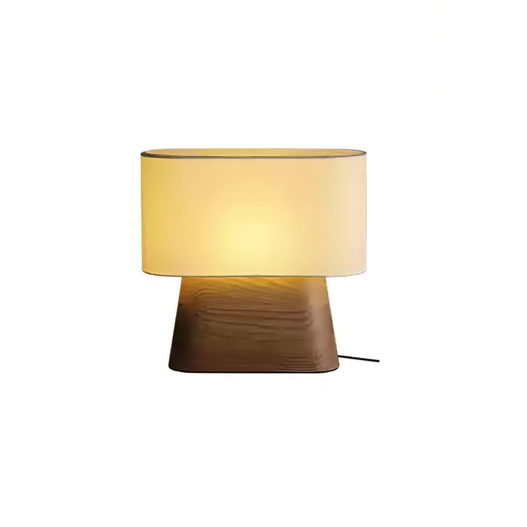Wood Base Table Lamp Oval White Fabric Shade 14.2 in Set of 3 6